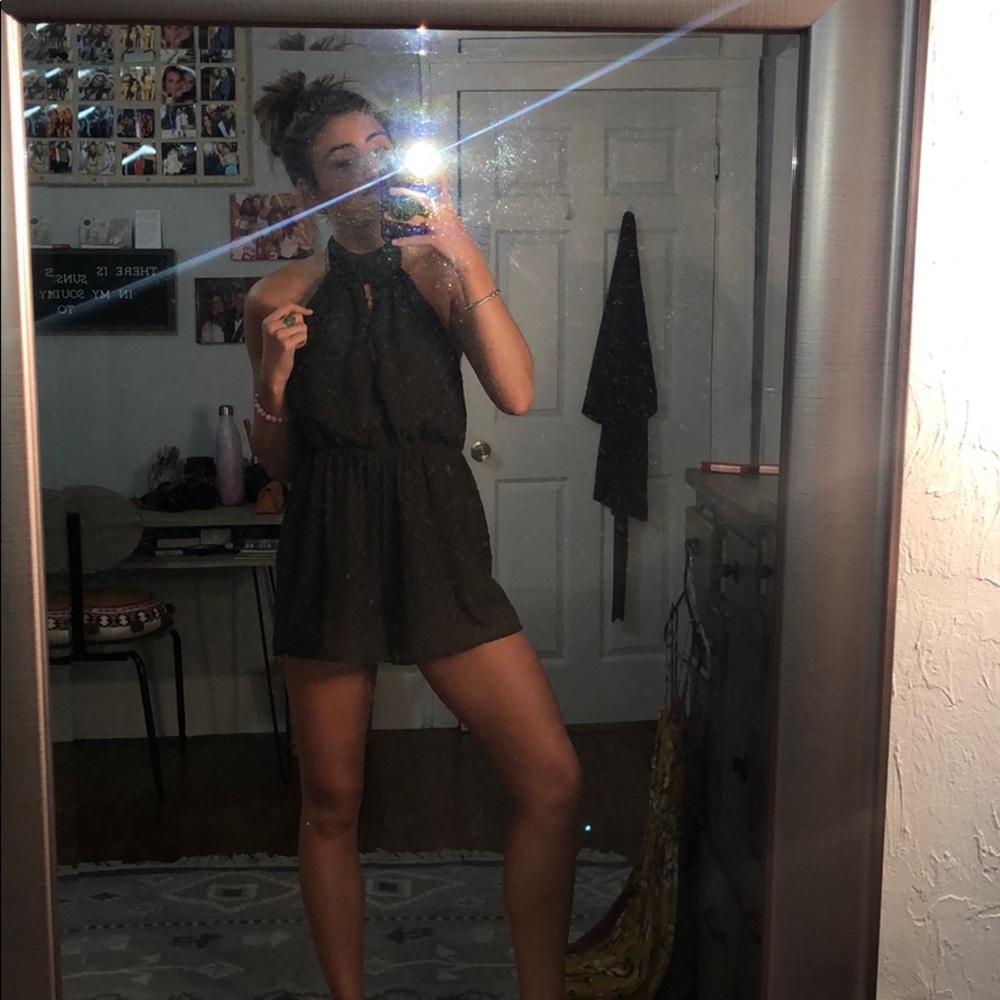 Green backless romper